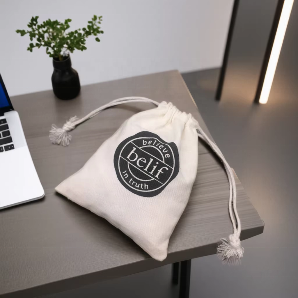 Organic Cotton Drawstring Bag Custom Logo