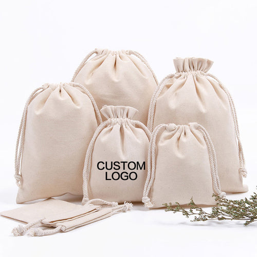 Round Cotton Linen Drawstring Gift Bag